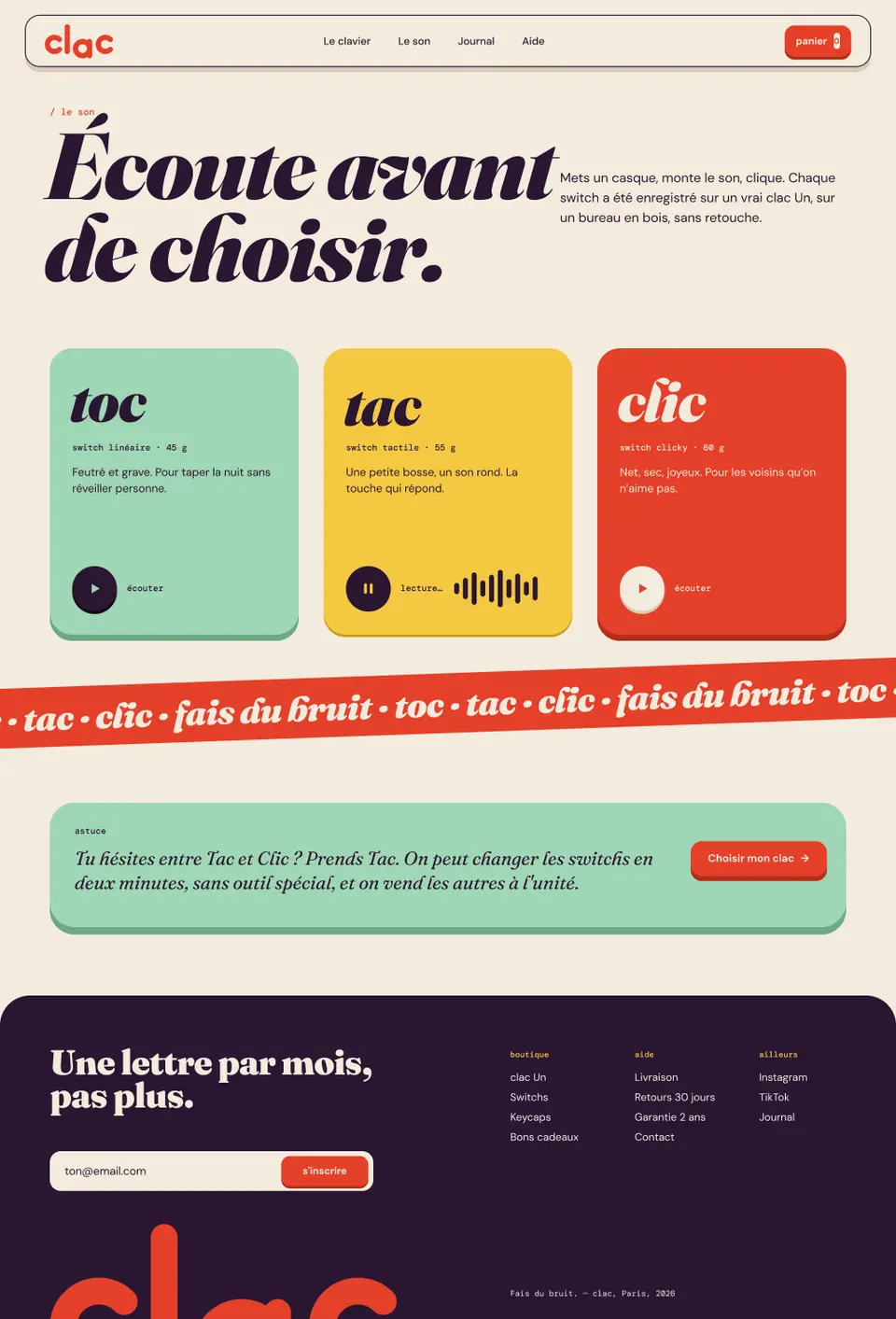 Section « Écoute avant de choisir » du site CLAC