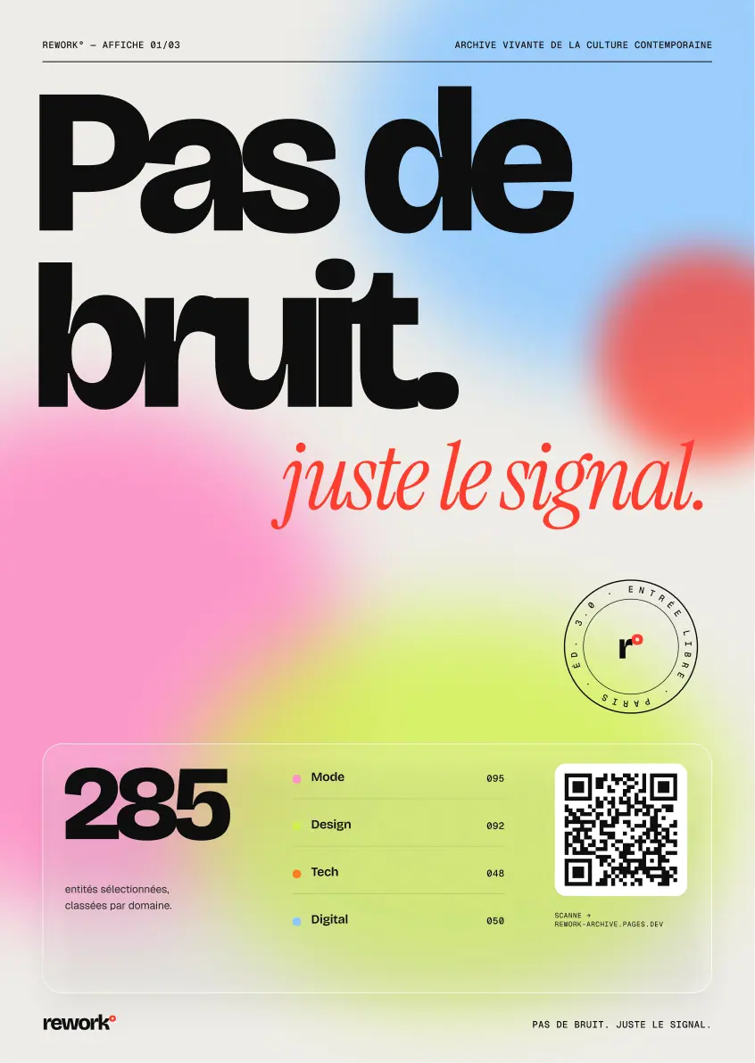 Affiche REWORK « Pas de bruit, juste le signal »
