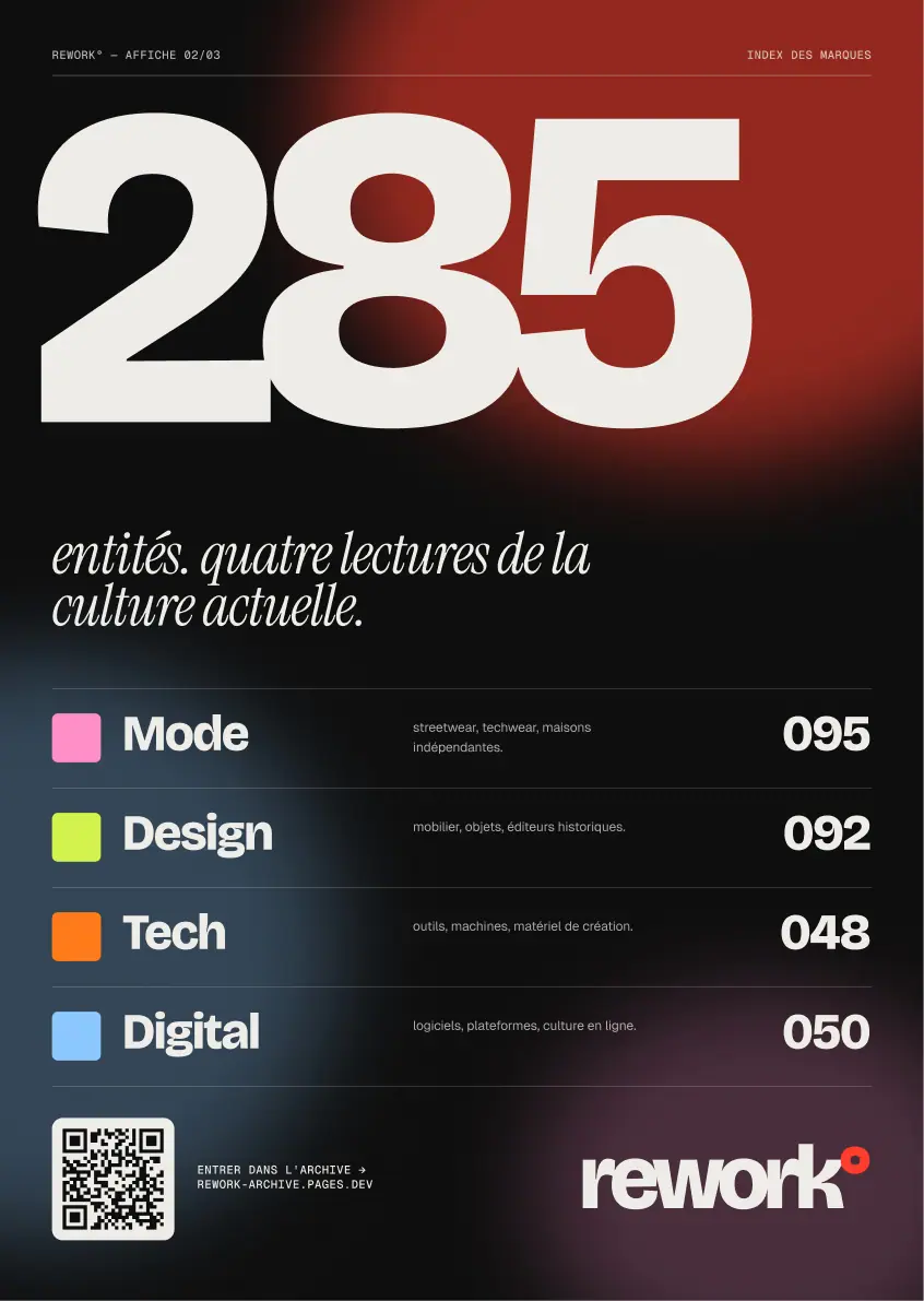 Affiche REWORK « 285 entités, quatre lectures de la culture »
