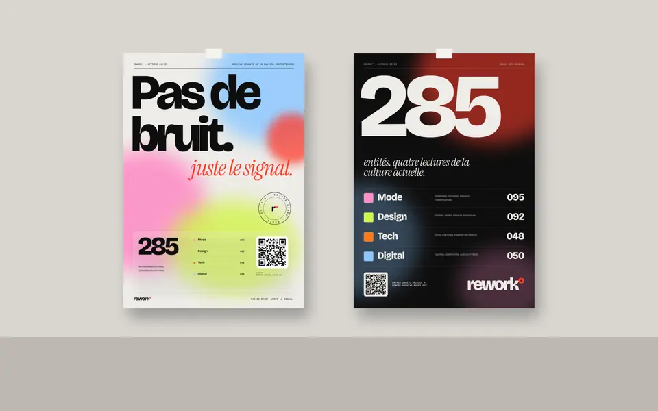 Deux affiches REWORK accrochées