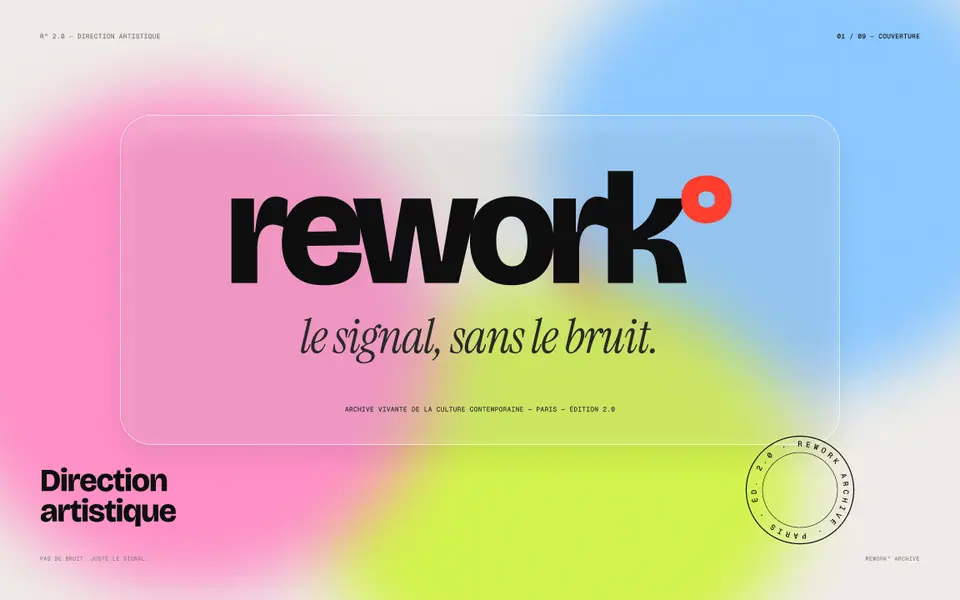 Planche de direction artistique REWORK, couverture
